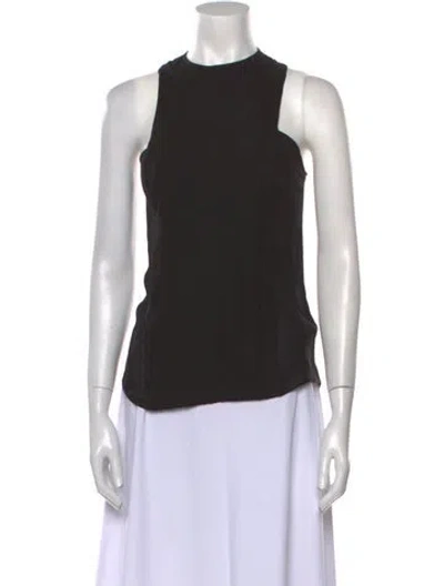 Pre-owned Balmain Silk Crew Neck Top In Black