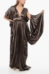Balmain Silk Dress With Cape In Brown