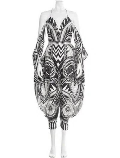 Pre-owned Balmain Silk Graphic Print Jumpsuit In Multicolor