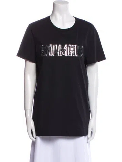 Pre-owned Balmain Silk Graphic Print T-shirt In Black