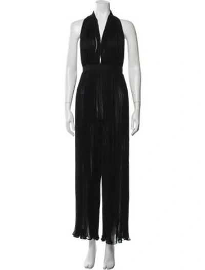 Pre-owned Balmain Silk Halterneck Jumpsuit In Black