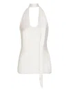 Balmain Backless Fringed Satin Top