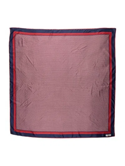 Pre-owned Balmain Silk Houndstooth Print Scarf In Red