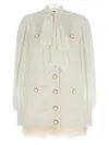 Balmain Bow-detail Cotton-blend Tweed Minidress In White