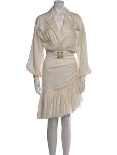Pre-owned Balmain Silk Knee-length Dress In Neutrals