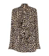 Balmain Jabot Collar Leopard Print Shirt In Brown