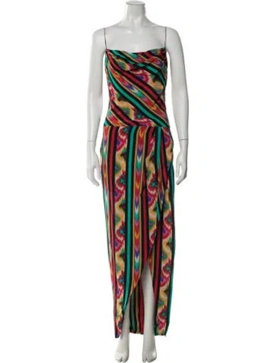 Pre-owned Balmain Silk Long Dress In Multi