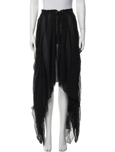 Pre-owned Balmain Silk Long Skirt In Black