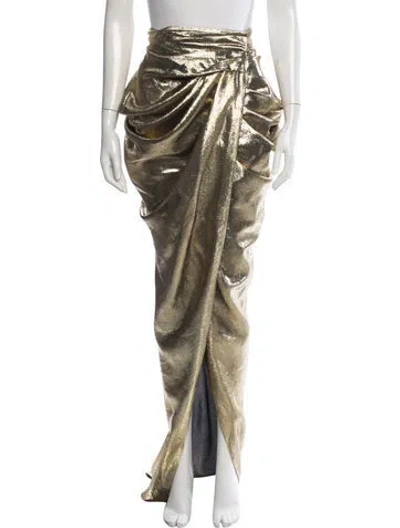 Pre-owned Balmain Silk Long Skirt In Gold