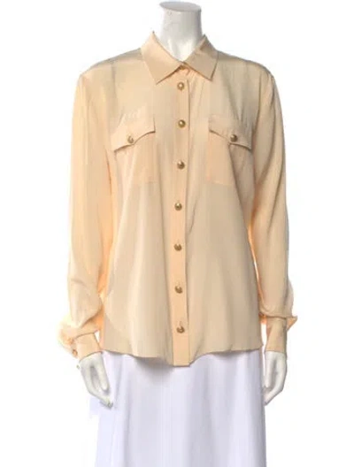Pre-owned Balmain Silk Long Sleeve Button-up Top W/ Tags In Neutral