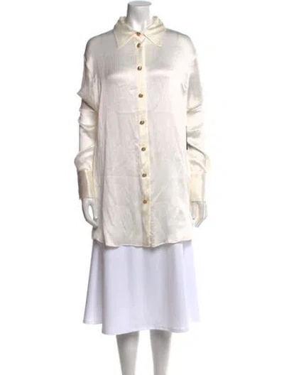 Pre-owned Balmain Silk Long Sleeve Tunic In Neutral