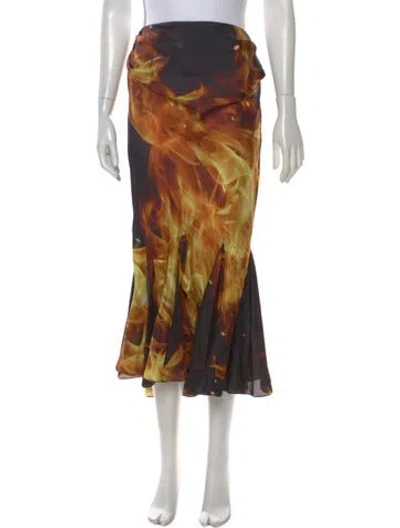 Pre-owned Balmain Silk Midi Length Skirt In Black