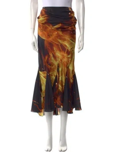 Pre-owned Balmain Silk Midi Length Skirt W/ Tags In Black