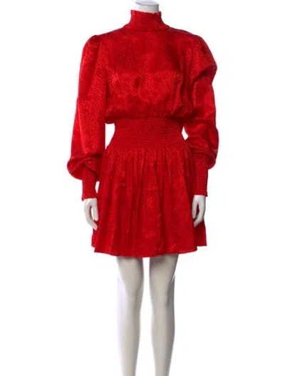 Pre-owned Balmain Silk Mini Dress In Red