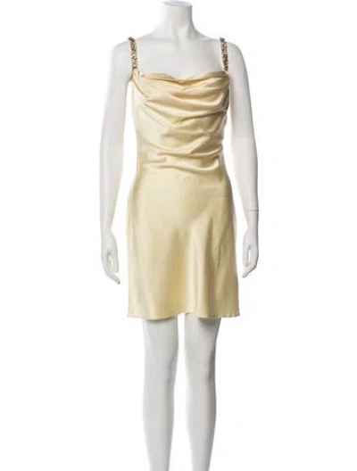 Pre-owned Balmain Silk Mini Dress W/ Tags In Yellow