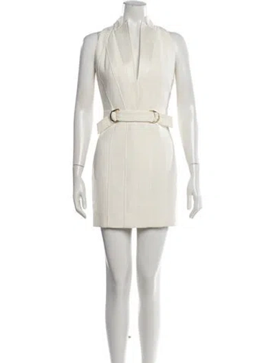 Pre-owned Balmain Silk Mini Dress In White