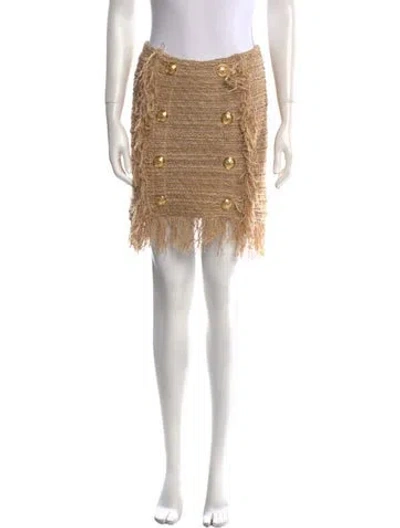 Pre-owned Balmain Silk Mini Skirt In Neutral