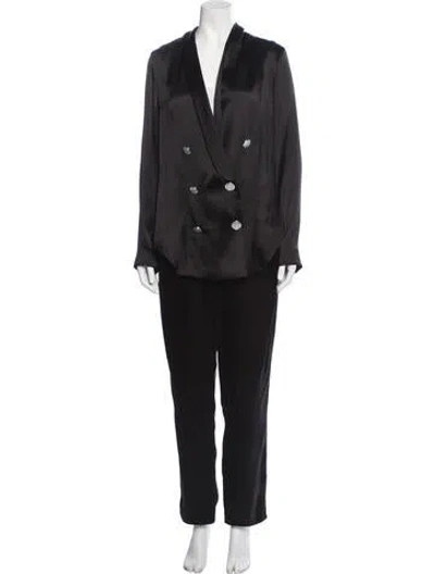 Pre-owned Balmain Silk Pantsuit In Black