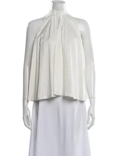 Pre-owned Balmain Silk Patterned Top In White