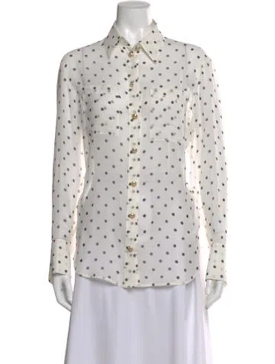 Pre-owned Balmain Silk Polka Dot Print Button-up Top In Neutral