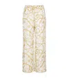 Balmain Silk Print Trousers In White