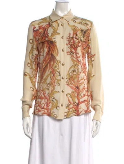 Pre-owned Balmain Silk Printed Button-up Top In Multi