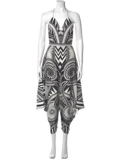 Pre-owned Balmain Silk Printed Jumpsuit In Black