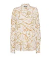 Balmain Logo Printed Silk Shirt In Neutral