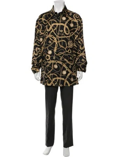 Pre-owned Balmain Silk Printed Shirt In Black