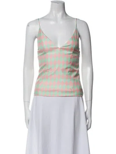 Pre-owned Balmain Silk Printed Top W/ Tags In Pink