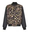 Balmain Silk Reversible Chain Bomber Jacket In Black