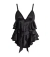 Balmain Satin Top With Thin Straps In Black