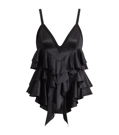 BALMAIN BALMAIN SILK SATIN RUFFLED TOP