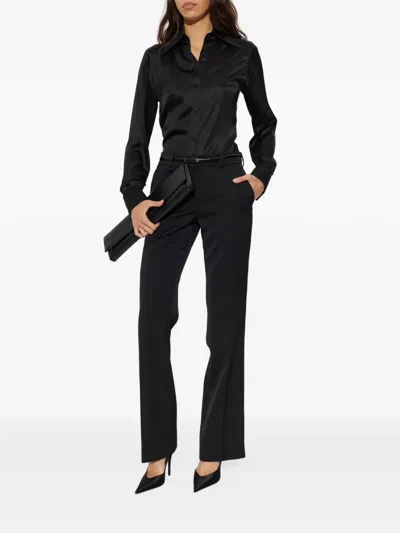Balmain Silk Satin Shirt In Black