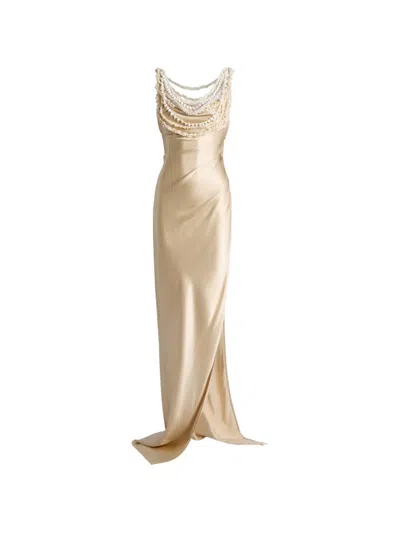 Balmain Silk Shell Dress In Brown