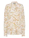 Balmain Logo Printed Silk Shirt In Neutral