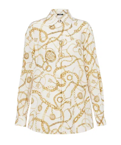 Balmain Silk Shirt In White