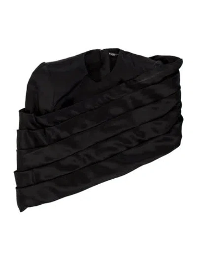 Pre-owned Balmain Silk Square Neckline Top In Black