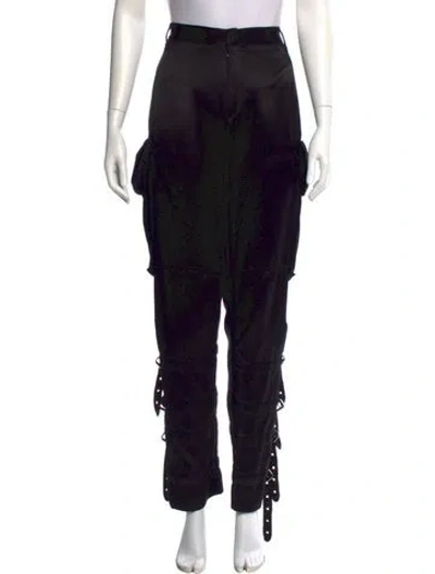 Pre-owned Balmain Silk Straight Leg Pants In Black