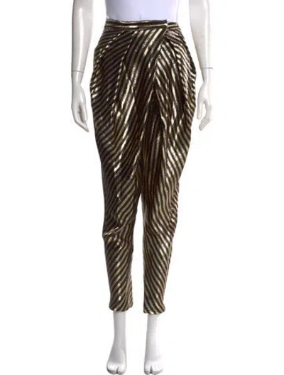 Pre-owned Balmain Silk Straight Leg Pants In Black