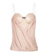 Balmain Draped Silk-satin Bustier Top In Beige