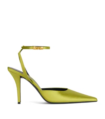 Balmain Silk Strappy Pumps 95 In Green
