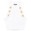 Balmain Women's 6 Button Halterneck Knit Cropped Top In White