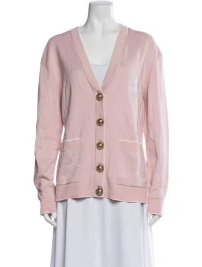 Pre-owned Balmain Silk V-neck Sweater In Pink