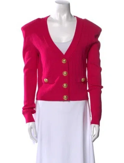 Pre-owned Balmain Silk V-neck Sweater W/ Tags In Pink