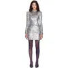 Balmain Sequin-embellished Structured-shoulder Mini Dress In Silver