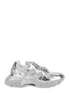 Balmain 'b-east Mirror' Metallic Low Top Sneakers With Logo Detail In Silver