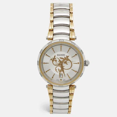 Pre-owned Balmain Silver Dial Two Tone Stainless Steel Diamond Classica Lady Downtown 4076 Women's Wristwatch 35 Mm In Gold