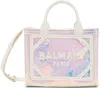 Balmain Silver Mini B-army Bag In Abi Multicolore/blan