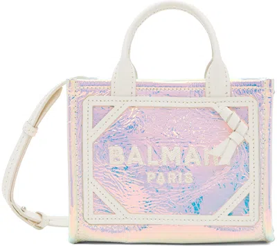 Balmain Silver Mini B-army Bag In Abi Multicolore/blan